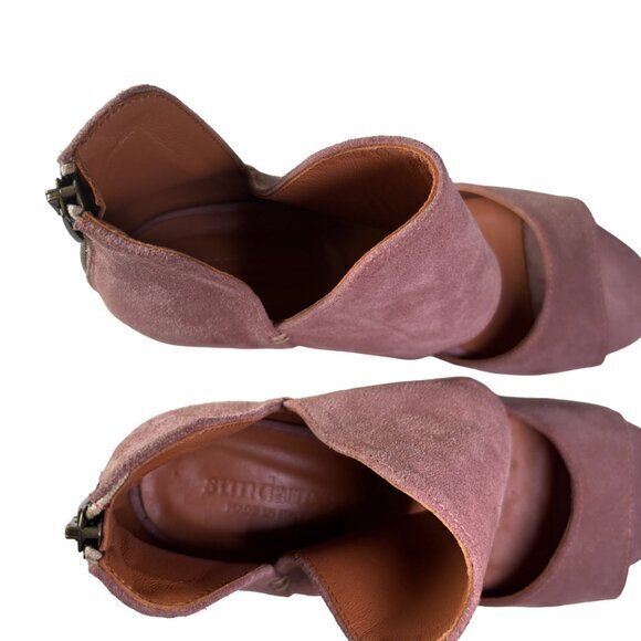 Sundance Catalog Booties Ankle Boots Pink Suede Zip Closure Block Heel Size 39 - Picture 6 of 10